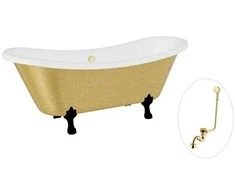 Vonia Besco Amelia Glam 190, Gold+Juodas, su sifonu su persipylimu Klik-klak Gold