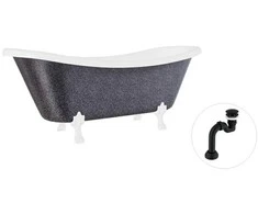 Vonia Besco Amelia Glam 190, Graphite+Baltas, su sifonu Klik-klak Juodas