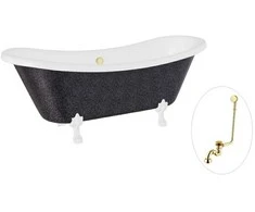 Vonia Besco Amelia Glam 190, Graphite+Baltas, su sifonu su persipylimu Klik-klak Gold