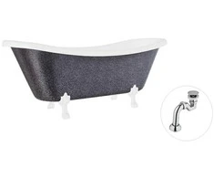 Vonia Besco Amelia Glam 190, Graphite+Baltas, su sifonu Klik-klak Chrome