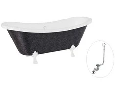 Vonia Besco Amelia Glam 190, Graphite+Baltas, su sifonu su persipylimu Klik-klak Chrome