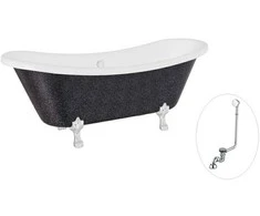 Vonia Besco Amelia Glam 190, Graphite+Chrome, su sifonu su persipylimu Klik-klak Chrome