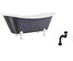 Vonia Besco Amelia Glam 190, Graphite+Chrome, su sifonu Klik-klak Juodas