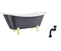 Vonia Besco Amelia Glam 190, Graphite+Gold, su sifonu Klik-klak Juodas