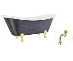 Vonia Besco Amelia Glam 190, Graphite+Gold, su sifonu Klik-klak Gold