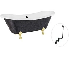 Vonia Besco Amelia Glam 190, Graphite+Gold, su sifonu su persipylimu Klik-klak Juodas