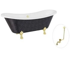Vonia Besco Amelia Glam 190, Graphite+Gold, su sifonu su persipylimu Klik-klak Gold