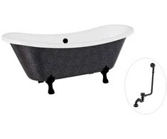 Vonia Besco Amelia Glam 190, Graphite+Juodas, su sifonu su persipylimu Klik-klak Juodas