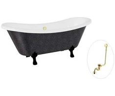 Vonia Besco Amelia Glam 190, Graphite+Juodas, su sifonu su persipylimu Klik-klak Gold