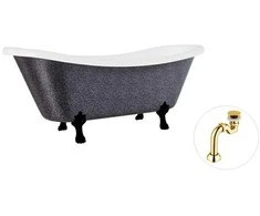 Vonia Besco Amelia Glam 190, Graphite+Juodas, su sifonu Klik-klak Gold