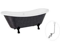 Vonia Besco Amelia Glam 190, Graphite+Juodas, su sifonu su persipylimu Klik-klak Chrome