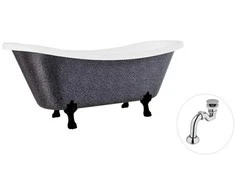 Vonia Besco Amelia Glam 190, Graphite+Juodas, su sifonu Klik-klak Chrome