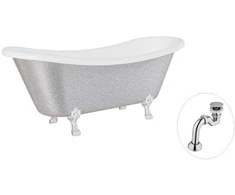 Vonia Besco Amelia Glam 190, Sidabrinis+Chrome, su sifonu Klik-klak Chrome