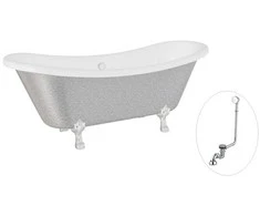Vonia Besco Amelia Glam 190, Sidabrinis+Chrome, su sifonu su persipylimu Klik-klak Chrome