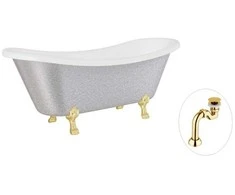 Vonia Besco Amelia Glam 190, Sidabrinis+Gold, su sifonu Klik-klak Gold