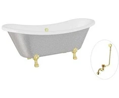 Vonia Besco Amelia Glam 190, Sidabrinis+Gold, su sifonu su persipylimu Klik-klak Gold