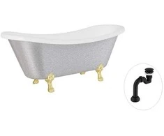 Vonia Besco Amelia Glam 190, Sidabrinis+Gold, su sifonu Klik-klak Juodas