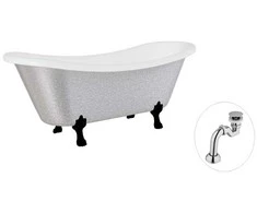 Vonia Besco Amelia Glam 190, Sidabrinis+Juodas, su sifonu Klik-klak Chrome