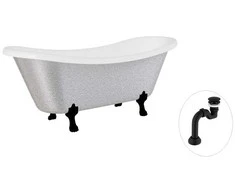 Vonia Besco Amelia Glam 190, Sidabrinis+Juodas, su sifonu Klik-klak Juodas