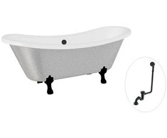 Vonia Besco Amelia Glam 190, Sidabrinis+Juodas, su sifonu su persipylimu Klik-klak Juodas
