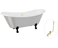 Vonia Besco Amelia Glam 190, Sidabrinis+Juodas, su sifonu su persipylimu Klik-klak Gold