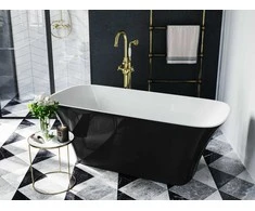 Vonia Besco Assos Juodas&amp;Baltas, 160 x 70 cm, su klik-klak chrome valomu iš viršaus