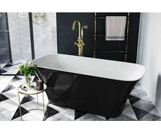 Vonia Besco Assos S-Line Juodas&amp;Baltas, 160 x 70 cm, su klik-klak chrome valomu iš viršaus