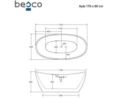 Vonia Besco Ayla Glam Sidabrinis, 170 x 80 cm, su chrome sifonu