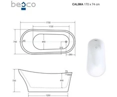 Vonia Besco Calima Glam Graphite, 170 x 74 cm, su juodais dangteliais