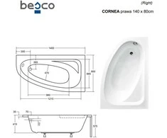 Vonia Besco Cornea, 140 x 80 cm, dešininė