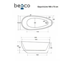 Vonia Besco Goya A-Line Glam Gold, 160 x 73 cm (sifono su persipylimu dangtelis juodos spalvos)