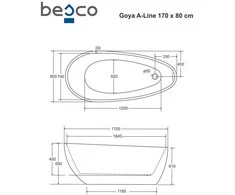 Vonia Besco Goya A-Line Glam Graphite, 170 x 80 cm (sifono su persipylimu dangtelis juodos spalvos)