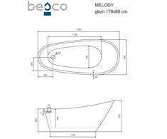 Vonia Besco Melody Glam Graphite, 170 x 80 cm, su auksiniais dangteliais