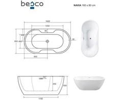 Vonia Besco Navia Glam Graphite, 160 x 80 cm, su juodais dangteliais