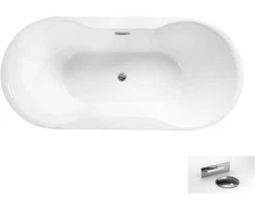 Vonia Besco Navia Juodas&amp;Baltas Matt, 160 x 80 cm, su chrome sifonu