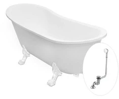 Vonia Besco Olaya 160, Baltas+Baltas, su sifonu su persipylimu Klik-klak Chrome