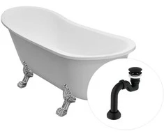 Vonia Besco Olaya 160, Baltas+Chrome, su sifonu Klik-klak Juodas
