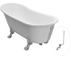 Vonia Besco Olaya 160, Baltas+Chrome, su sifonu su persipylimu Klik-klak Chrome