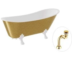 Vonia Besco Olaya Glam 160, Gold+Baltas, su sifonu Klik-klak Gold