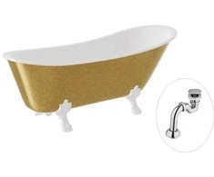 Vonia Besco Olaya Glam 160, Gold+Baltas, su sifonu Klik-klak Chrome