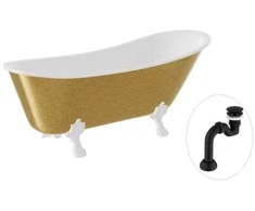 Vonia Besco Olaya Glam 160, Gold+Baltas, su sifonu Klik-klak Juodas