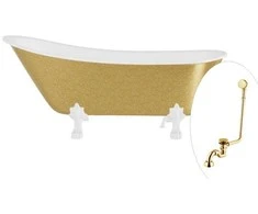 Vonia Besco Olaya Glam 160, Gold+Baltas, su sifonu su persipylimu Klik-klak Gold