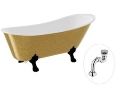 Vonia Besco Olaya Glam 160, Gold+Juodas, su sifonu Klik-klak Chrome