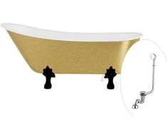 Vonia Besco Olaya Glam 160, Gold+Juodas, su sifonu su persipylimu Klik-klak Chrome