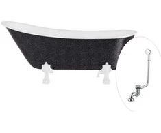 Vonia Besco Olaya Glam 160, Graphite+Baltas, su sifonu su persipylimu Klik-klak Chrome