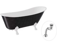 Vonia Besco Olaya Glam 160, Graphite+Baltas, su sifonu Klik-klak Chrome