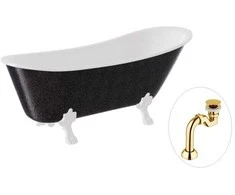 Vonia Besco Olaya Glam 160, Graphite+Baltas, su sifonu Klik-klak Gold