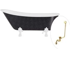 Vonia Besco Olaya Glam 160, Graphite+Baltas, su sifonu su persipylimu Klik-klak Gold