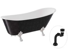 Vonia Besco Olaya Glam 160, Graphite+Chrome, su sifonu Klik-klak Juodas