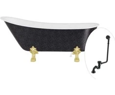Vonia Besco Olaya Glam 160, Graphite+Gold, su sifonu su persipylimu Klik-klak Juodas